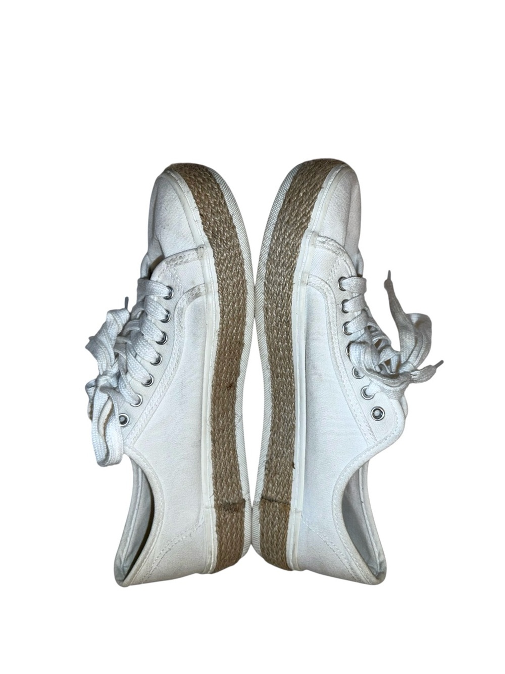 Steve Madden Aria White Espadrille Canvas Sneakers Womens 9 Lace Up Casual Shoes